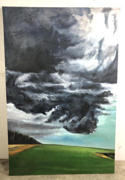 Steve Jaffe (1942-2009): Steve Jaffe American (1942-2009) Storm clouds Oil on canvas, unsigned Provenance, from the Estate of Steve Jaffe 77 1/4"h x 51"w