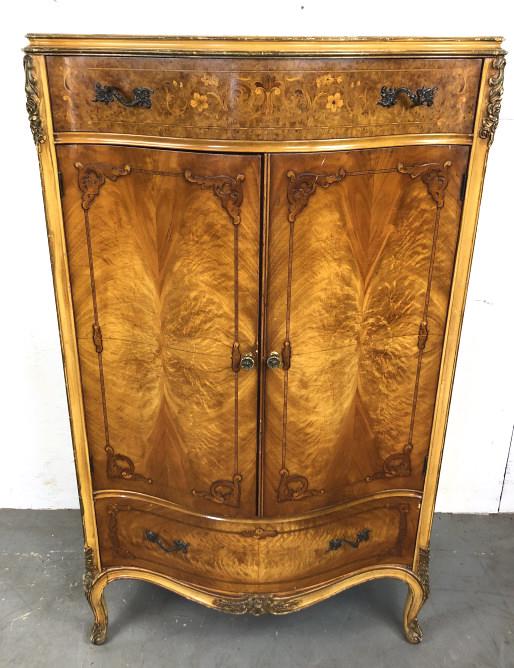 Satinwood and inlaid tall chest: 55 1/4"h x 37 1/2"w x 21"d Condition, some scratches and scuffs