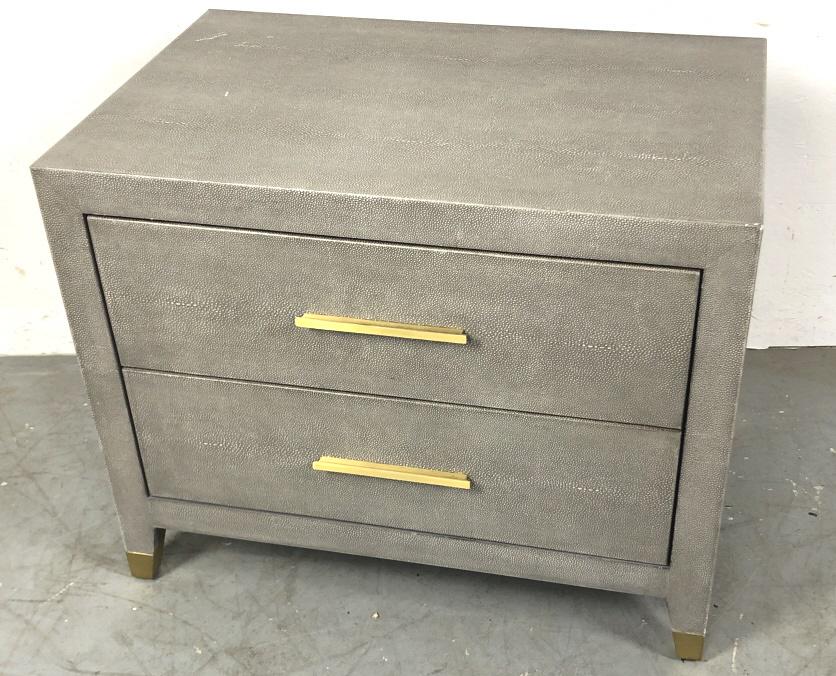 Faux shagreen two drawer side cabinet (1 of 6)