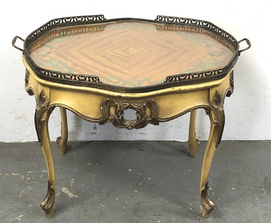 Louis XV style painted and satinwood low table (1 of 5)