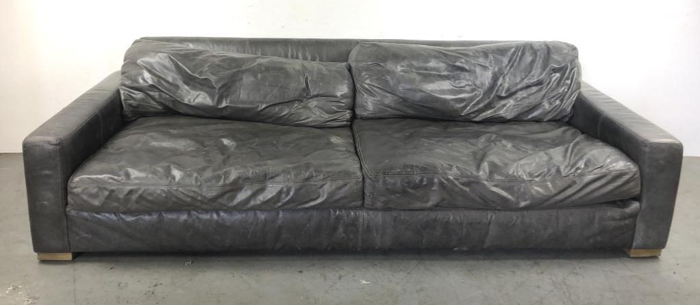 Restoration hardware leather sofa (1 of 6)
