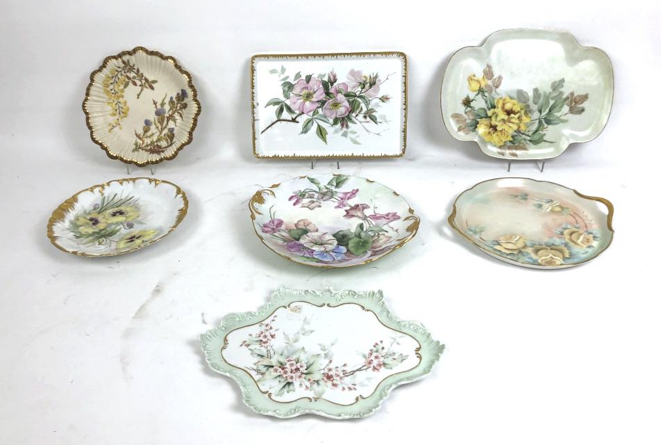 Group of Limoges porcelain plates: Together with Royal Worcester plate and Bavarian plate Approximately 7 items Larger, 9" x 12" Condition, some rubbed gilt