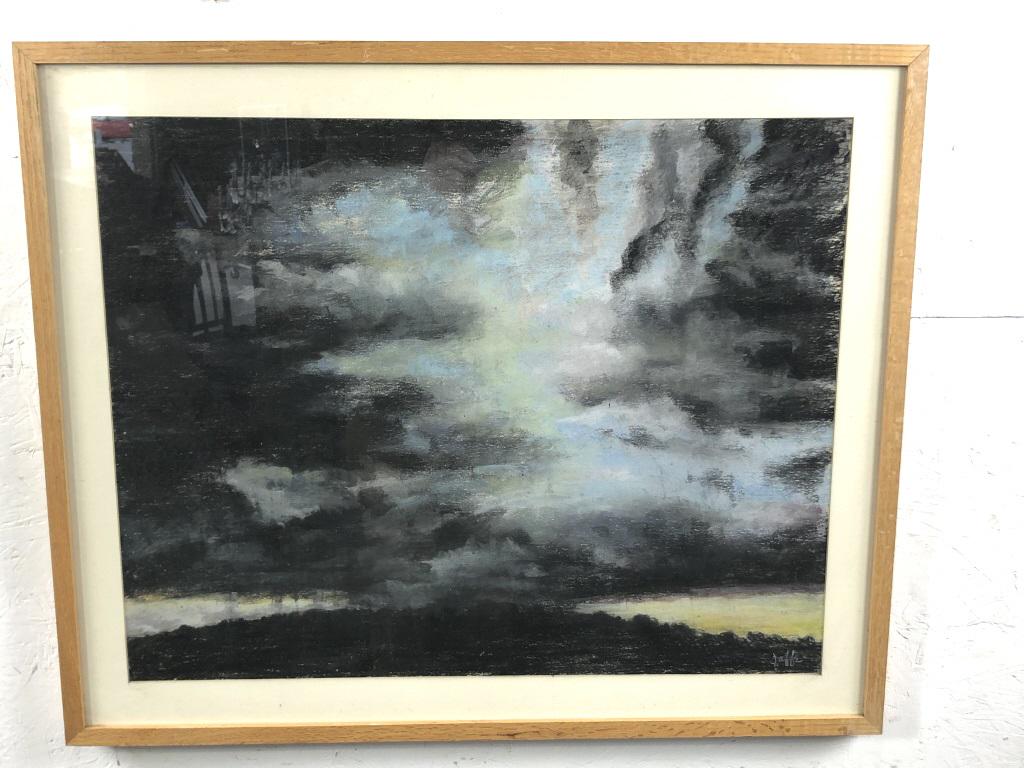 Steve Jaffee (American 1943-2009): Stormy Sky Pastel, signed (lr) Sight 22 1/4"h x 28 1/4"w Condition, some dirt behind glass, some scratches to frame