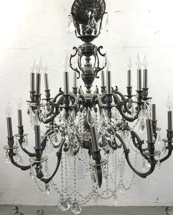 Metal and crystal 20 light chandelier (1 of 5)
