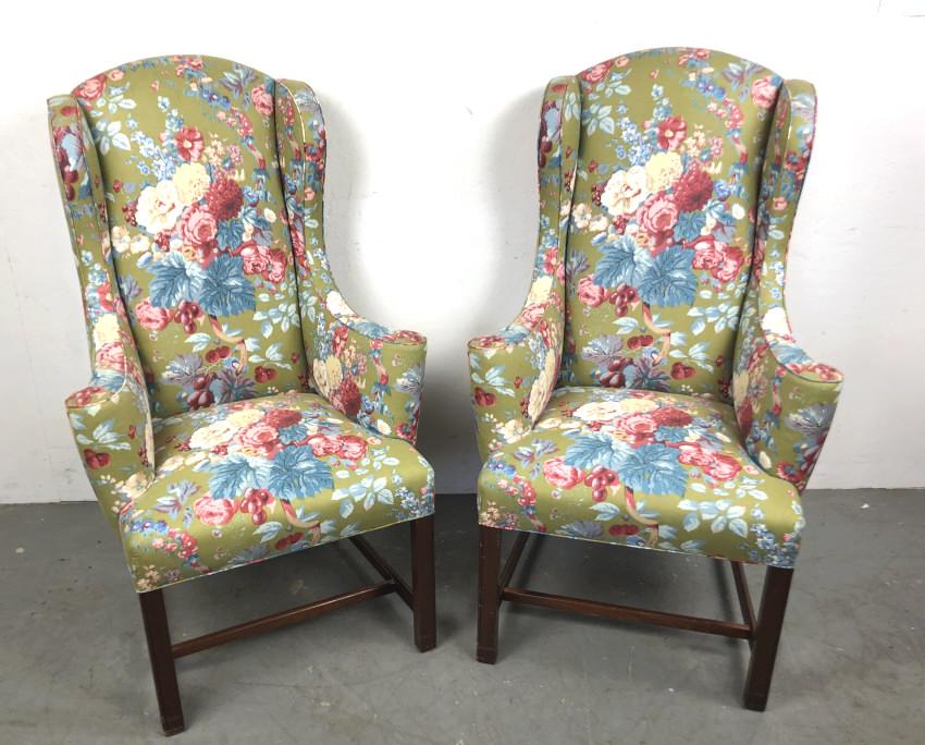 Pair of Georgian style upholstered wingback chairs (1 of 5)