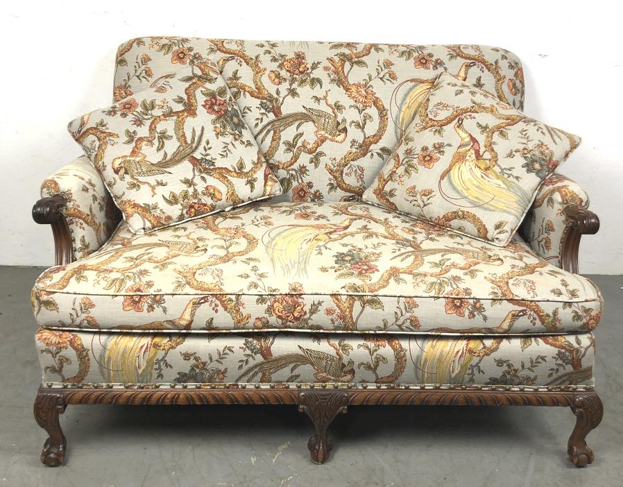 Georgian style mahogany and upholstered settee (1 of 5)