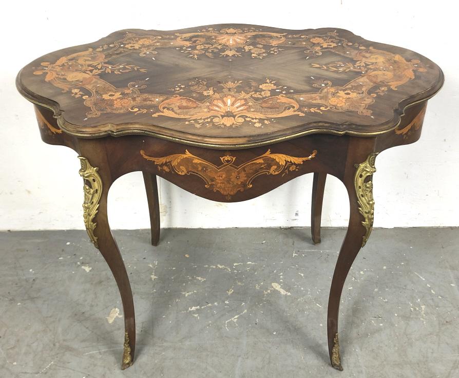 Louis XV style mahogany and inlaid side table (1 of 6)