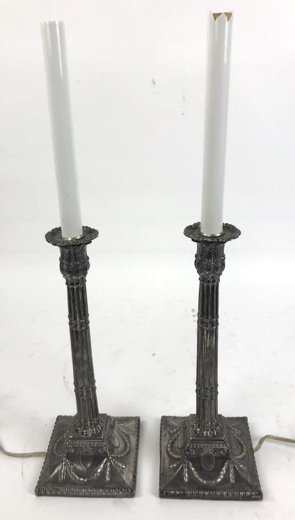 Pair of Georgian style silver plated candlesticks (1 of 5)