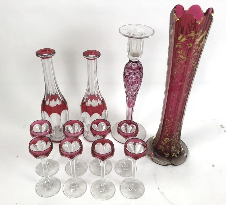 Group of 12 ruby glass articles (1 of 7)