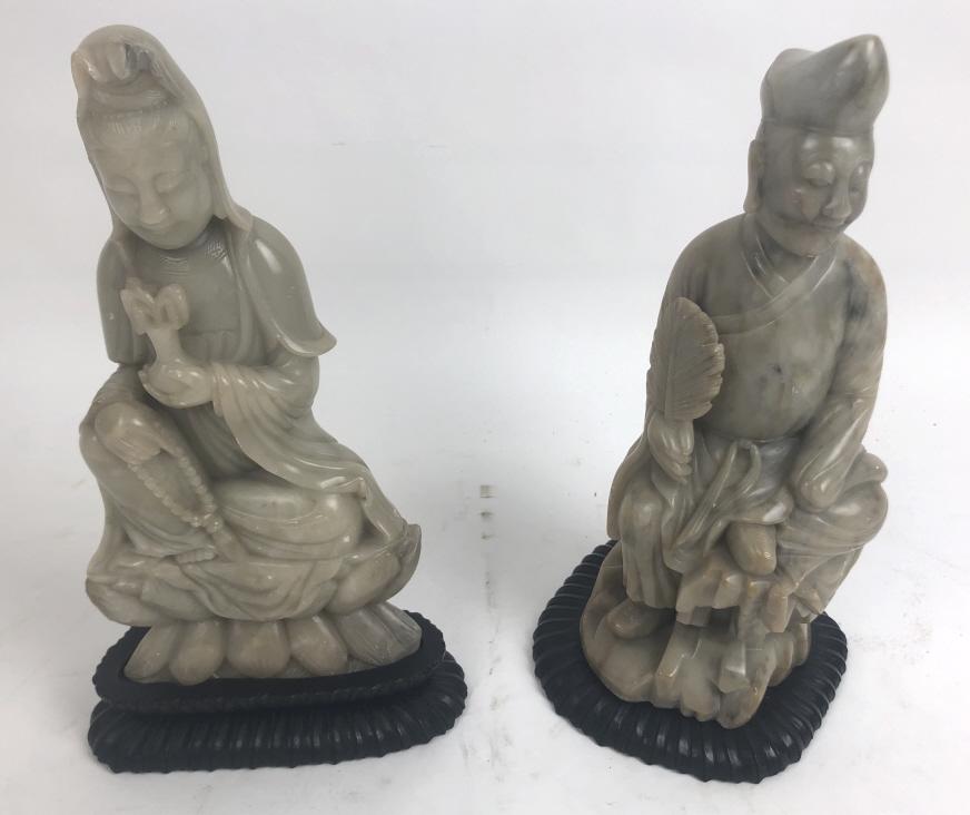 Two Asian carved stone figures (1 of 9)