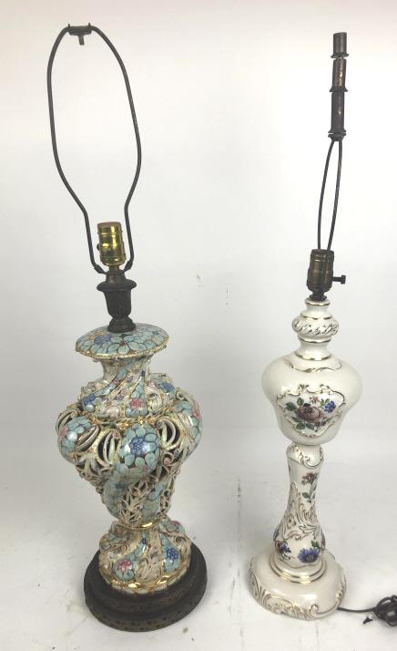 Two Capo de Monte style lamps (1 of 4)