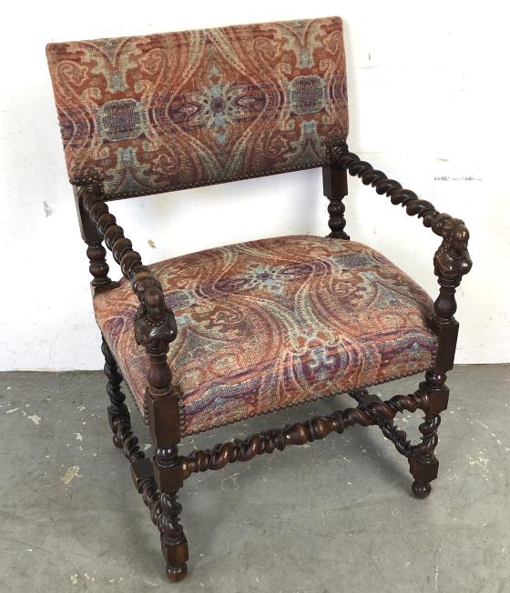 Jacobean style turned walnut armchair (1 of 5)