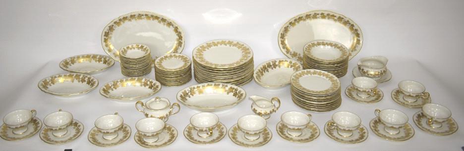 Partial white and gilt porcelain dinner service (1 of 12)