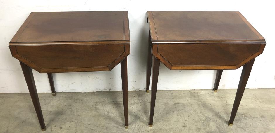 Pair of Baker mahogany and inlaid Pembroke tables (1 of 4)