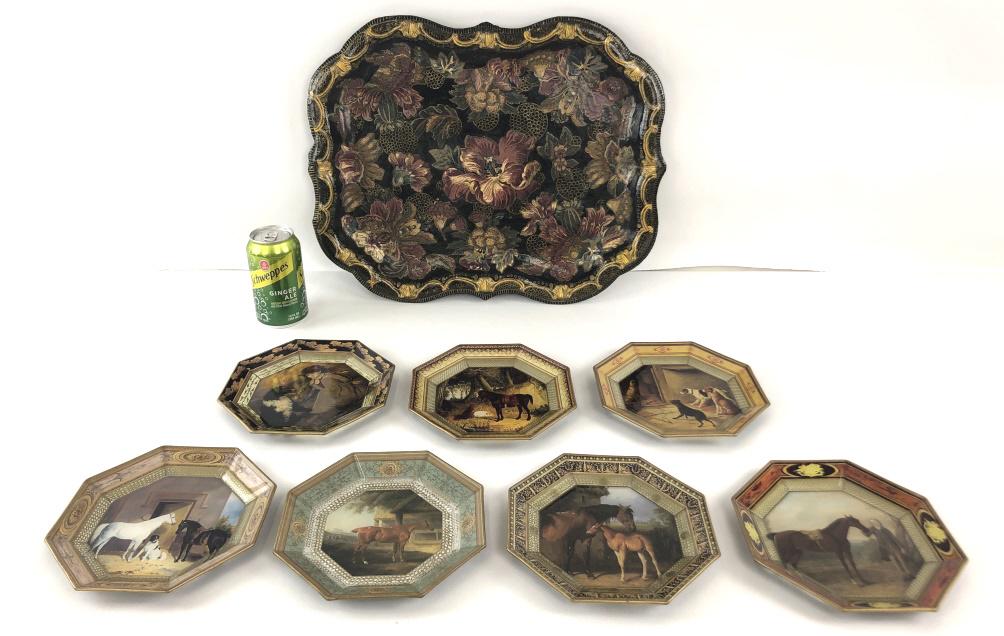 Floral Decorated Paper Mache Tray (1 of 9)