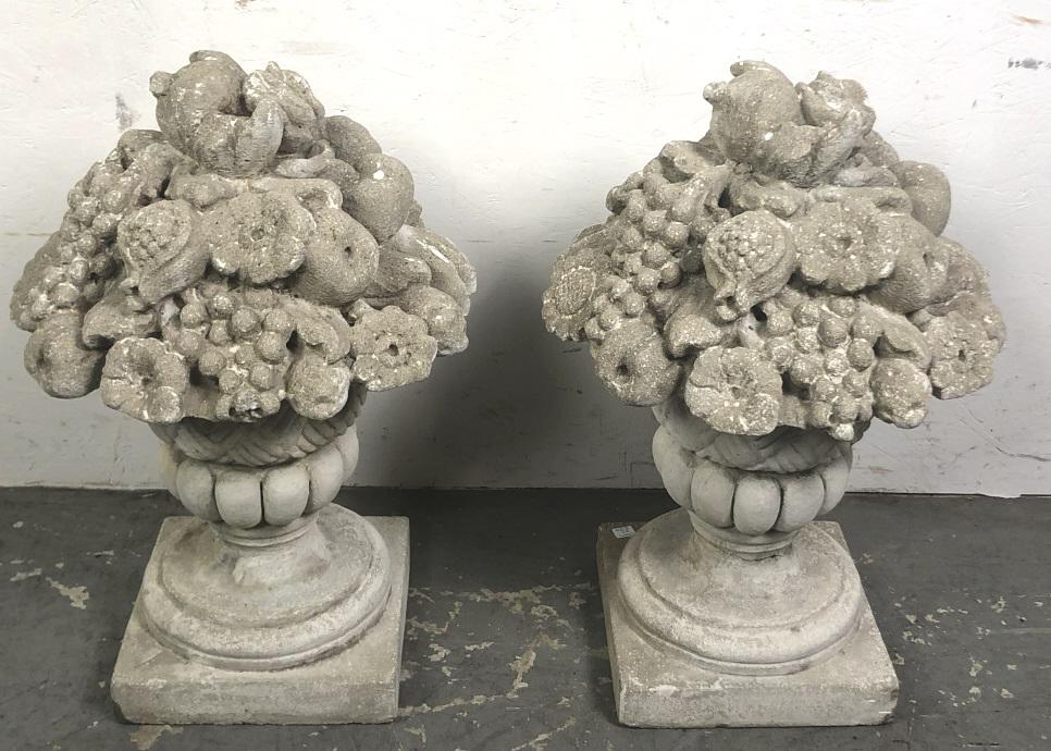 Pair of Portland Cement floral banquets (1 of 4)