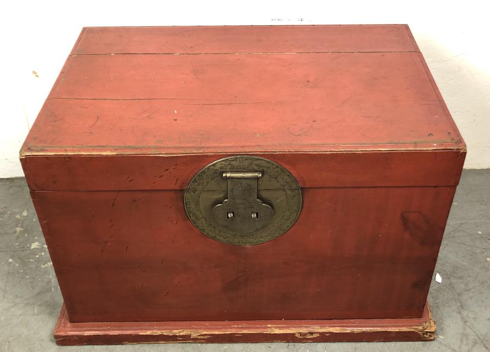 Asian style orange lacquered trunk (1 of 10)