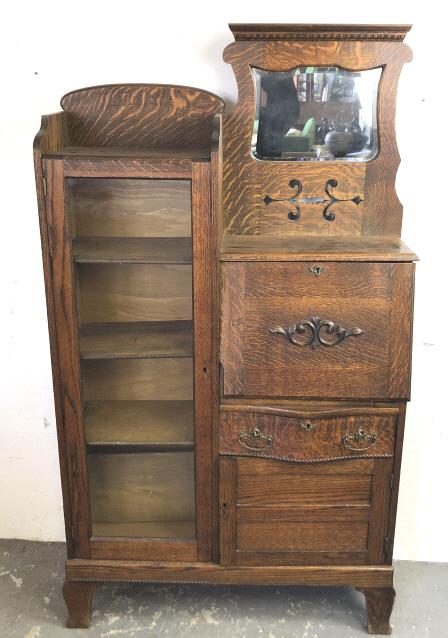 Oak fall front bookcase (1 of 7)