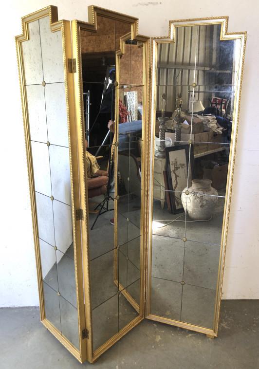 Italian giltwood and mirrored 3 panel screen (1 of 6)