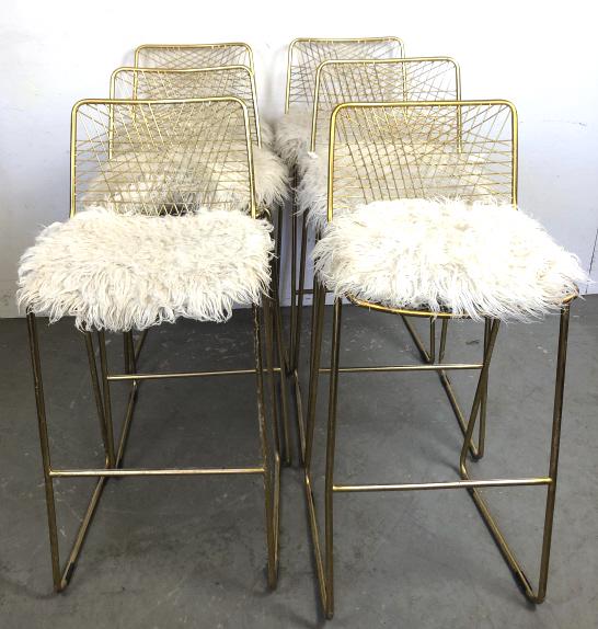 A set of 6 gold tone bar stools (1 of 3)