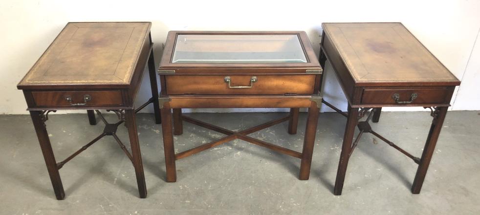 Pair of mahogany and leather top side tables (1 of 5)