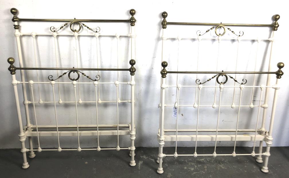 Pair of iron and brass beds (1 of 3)