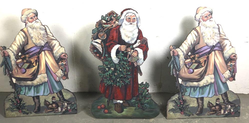 3 Father Christmas dummy boards: Tallest 36" Condition, one dummy board has a small defect on top of head
