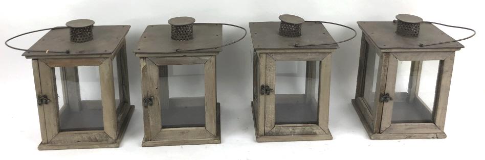 A Set of 4 Wood and Metal Hanging Lanterns (1 of 5)