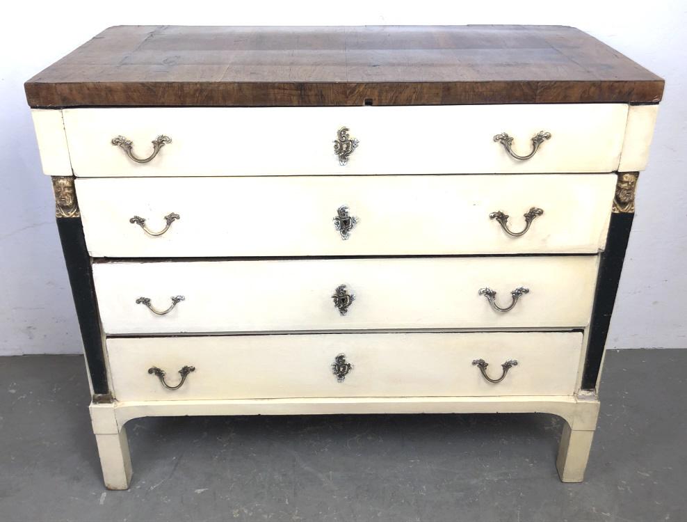 Painted Empire and Mahogany 4 Drawer Chest (1 of 10)