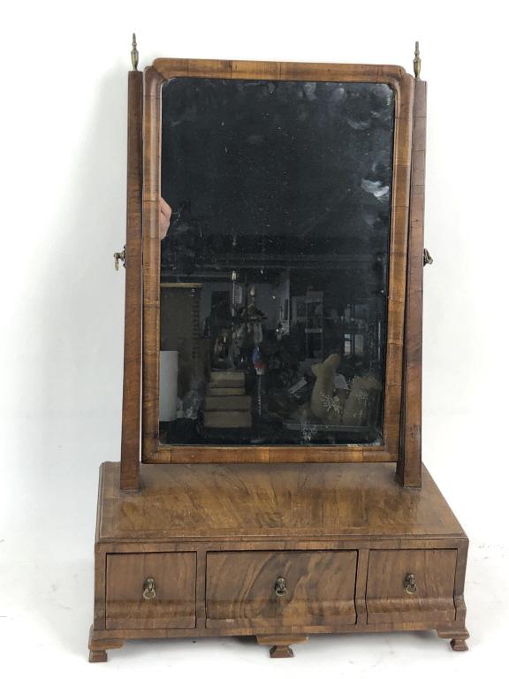 Queen Anne Style Walnut Shaving Mirror (1 of 5)