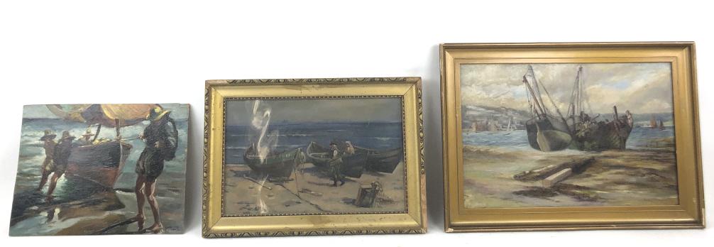 A group of 3 Boat Scene Paintings (1 of 9)