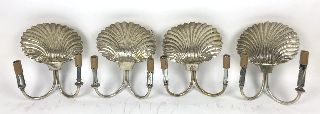A Set of 4  Silver Plated Shell Motif Sconces (1 of 4)