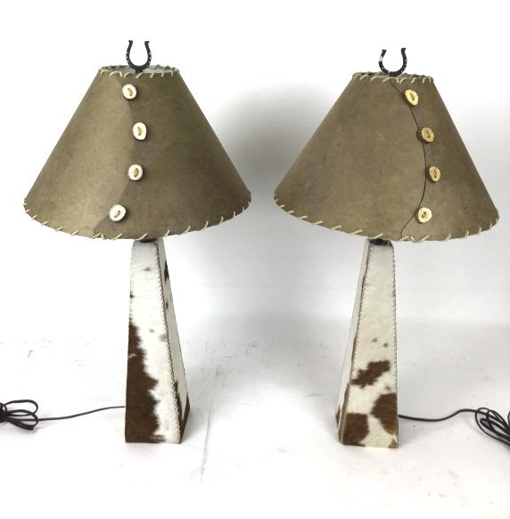 A Pair of Cowhide Covered Lamps (1 of 7)