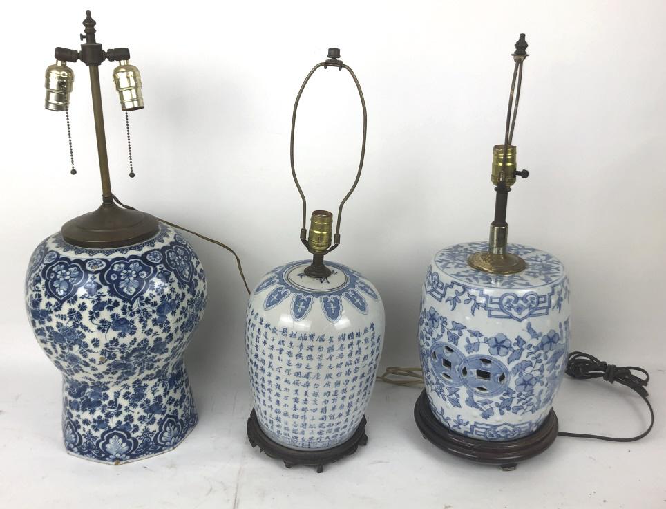A Group of 3 Asian Style Porcelain Lamps (1 of 8)