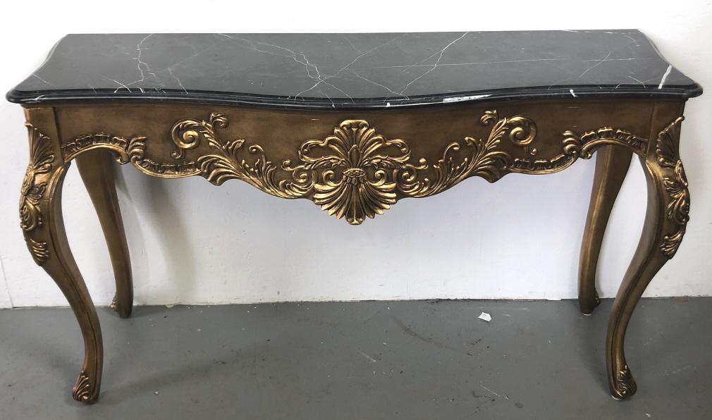 Louis the XV Style Console: Manufactured by Ethan Allen. 33" h x 55 1/2" w x 18 1/4" Condition, minor scratches