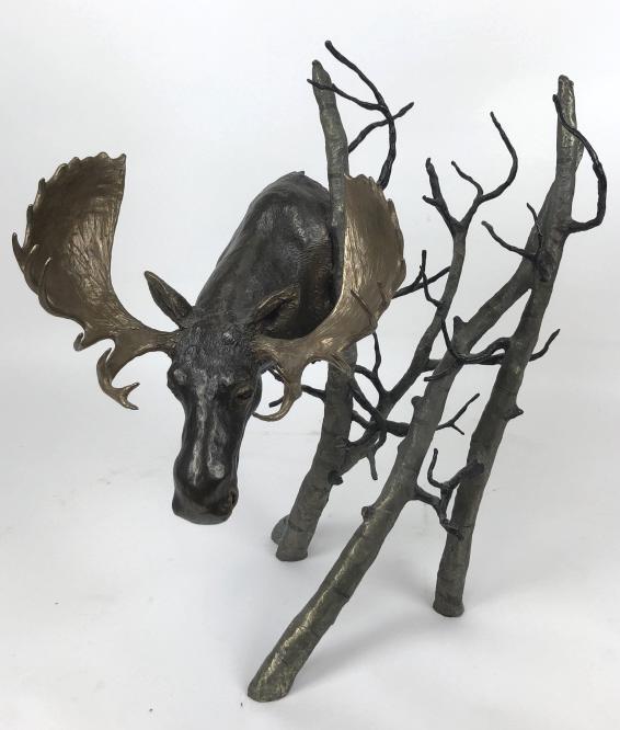 Bronze of Moosehead in Trees (1 of 5)