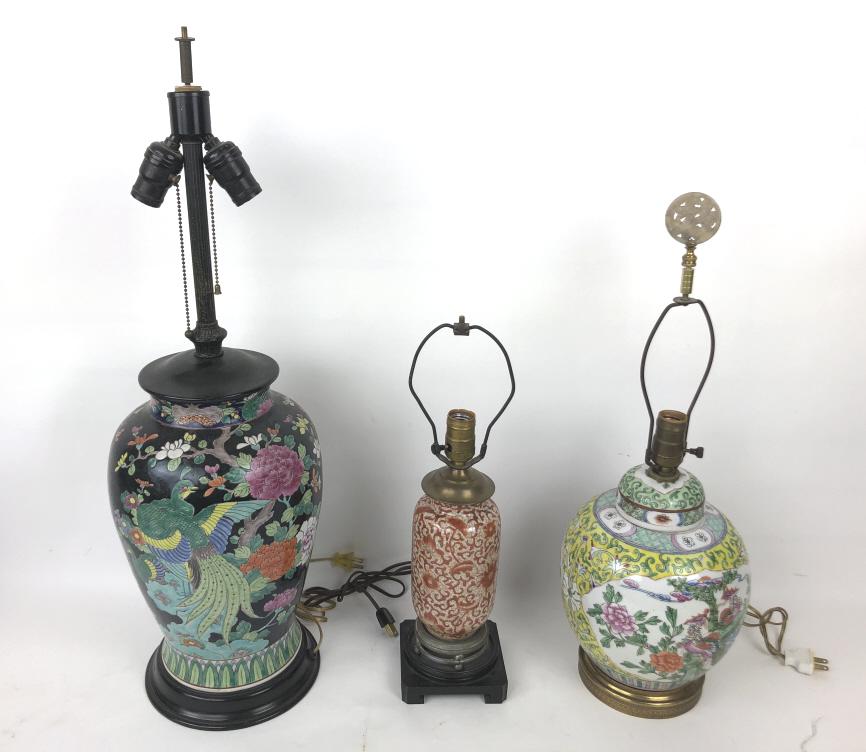 A Group of 3 Asian Porcelain Lamps (1 of 6)