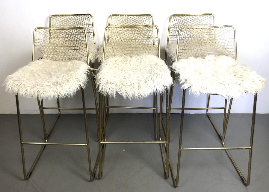 A Group of 6 Gold Tone Bar Stools (1 of 8)