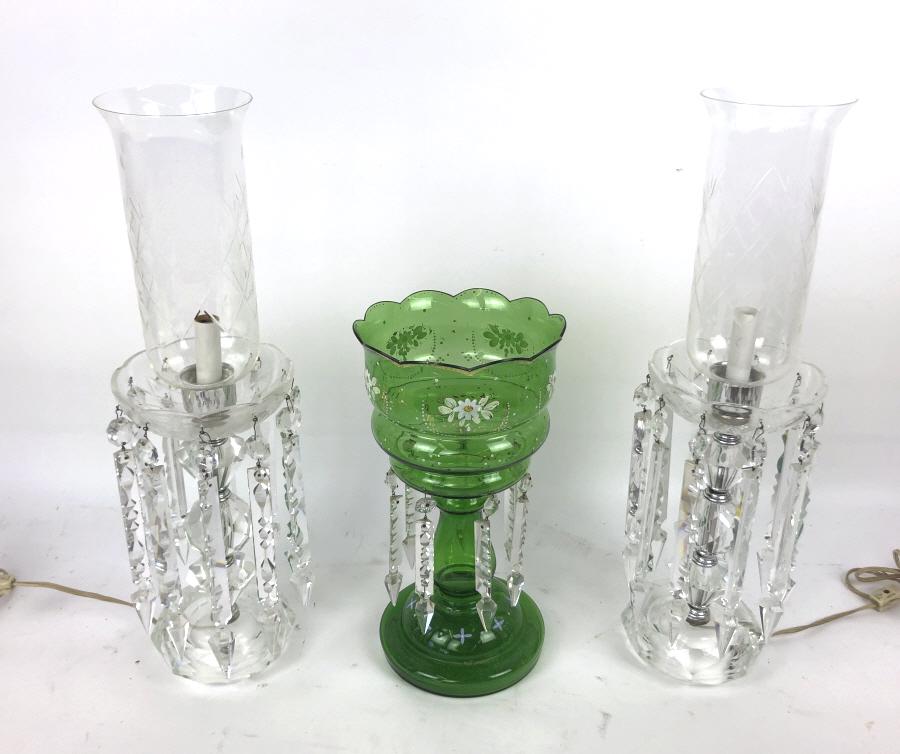 A Pair of Luster Lamps With Hurricane Shades (1 of 5)