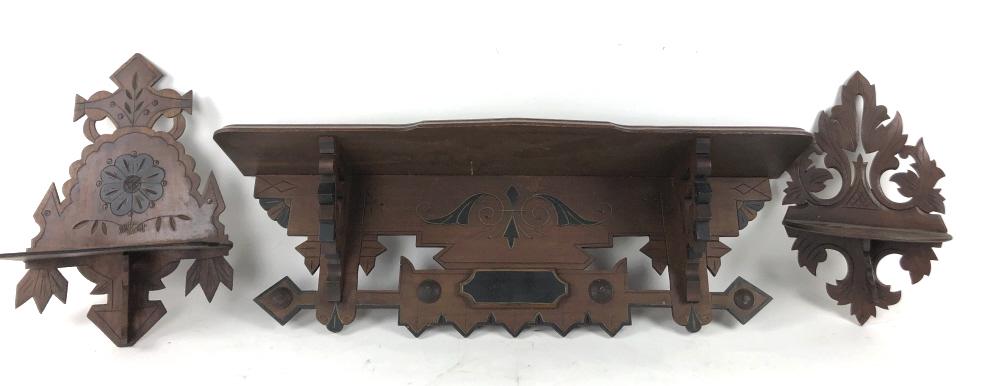 3 carved walnut wall brackets (1 of 7)