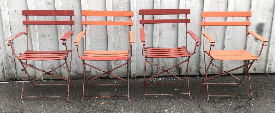 Set of 4 French wrought iron folding chairs (1 of 6)