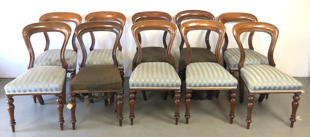 A Set of 10 Victorian Balloon Back Dining Chairs (1 of 6)