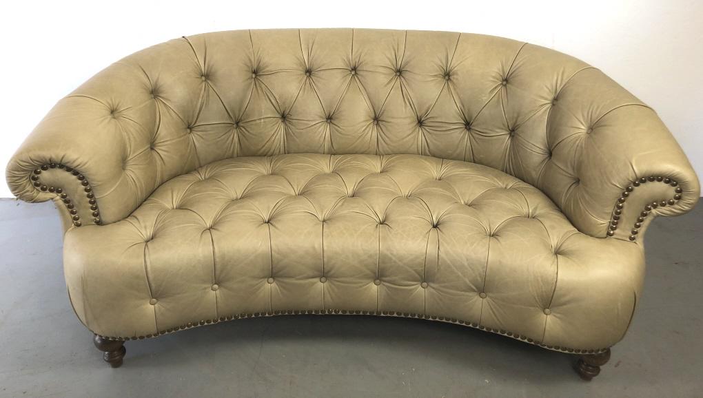 Leather Kidney Shape Chesterfield Style Sofa (1 of 7)