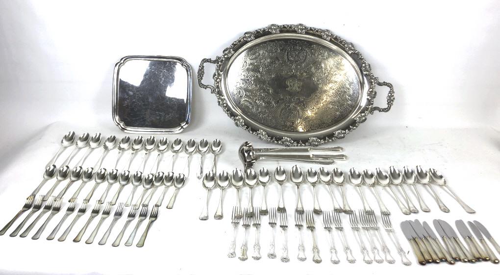 A Group of Silverplate Flatware and Trays (1 of 5)
