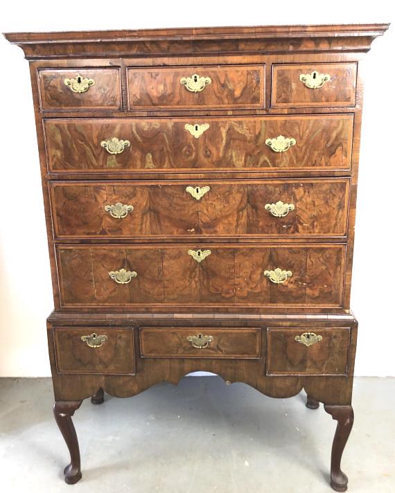 Queen Anne Style Walnut Chest on Stand (1 of 7)