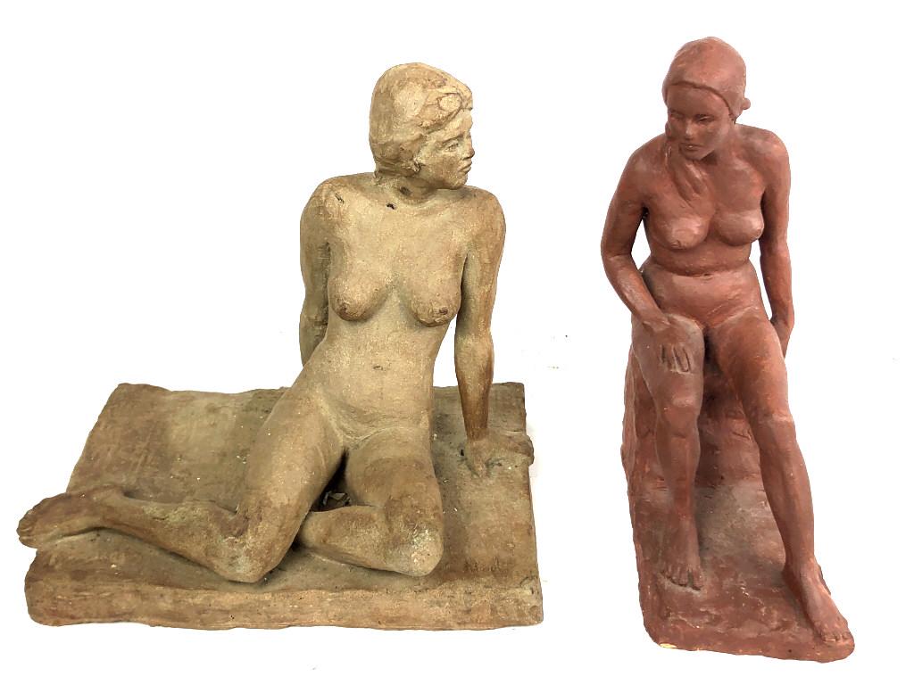 2 Ceramic Nudes The largest is 14" h x 14" w x 10"d . (1 of 7)