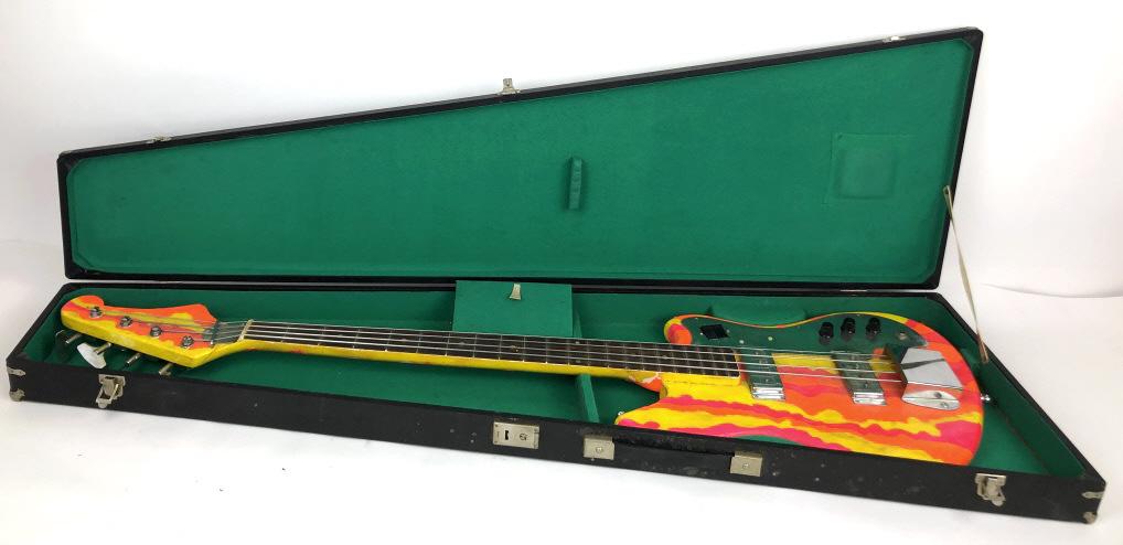 Psychedelic Painted Bass Guitar 46" l x 13" w. (1 of 5)