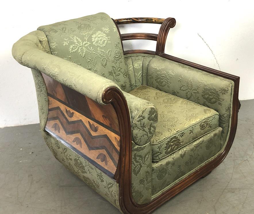 Art Deco Style Mahogany Inlay Upholstered Chair (1 of 6)