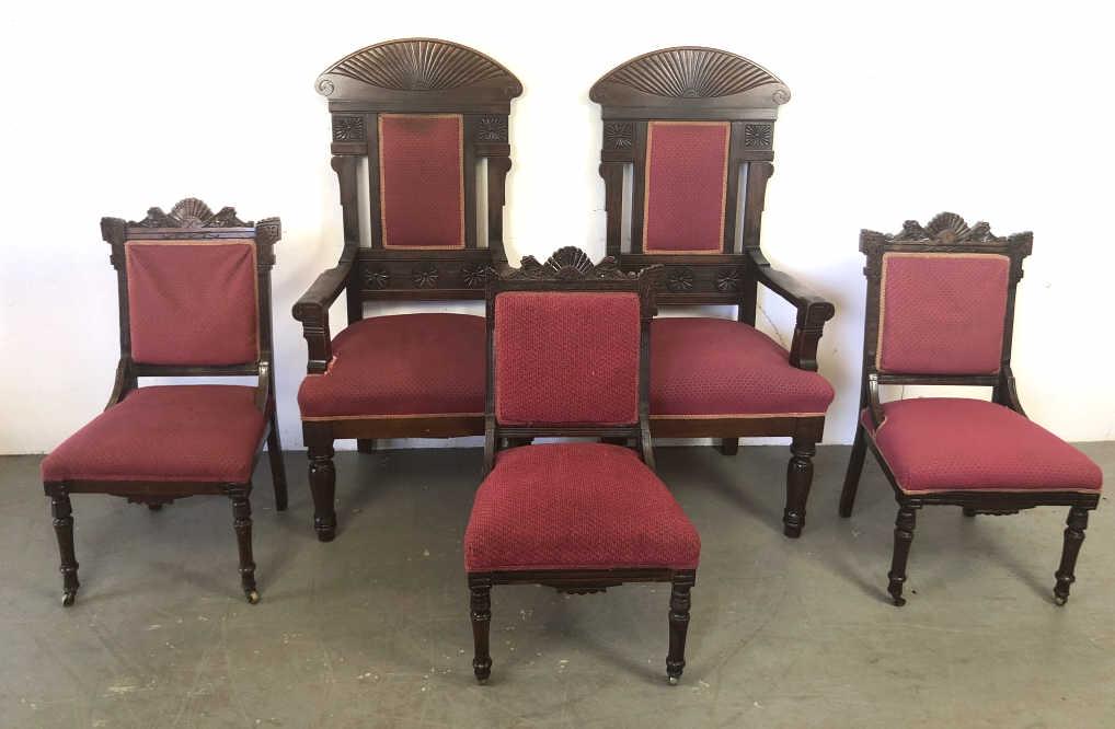 2 Mahogany Throne Chairs and 3 Side Chairs Throne (1 of 3)