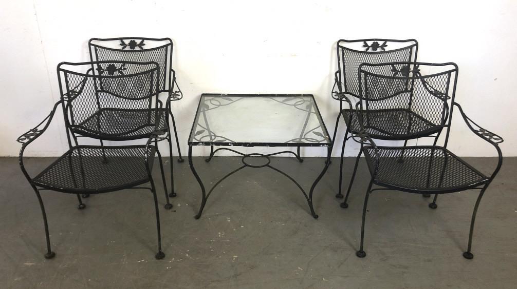Woodard Style Patio Set Comprising 0f 4 chairs and low (1 of 3)